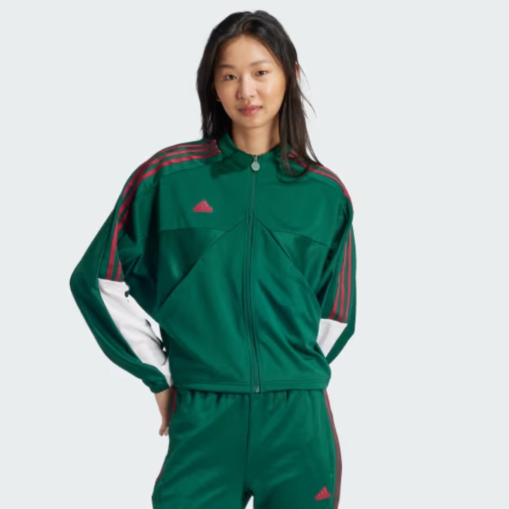 Adidas Emerald Green Tracksuit Jacket with White Stripes Women’s Medium NWT